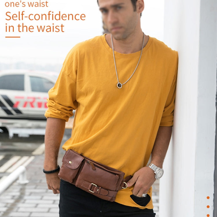 BULL CAPTAIN 020 Men Small Mobile Phone Waist Bag Crossbody Multi-Function Chest Bag, Black, Brown – Wear-resistant