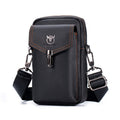 BULL CAPTAIN 076 Retro Leather Mobile Phone Waist Bag Men Leather Messenger Bag, Black, Brown – Wear-resistant, Leather Black