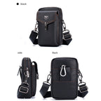 BULL CAPTAIN 076 Retro Leather Mobile Phone Waist Bag Men Leather Messenger Bag, Black, Brown – Wear-resistant, Leather
