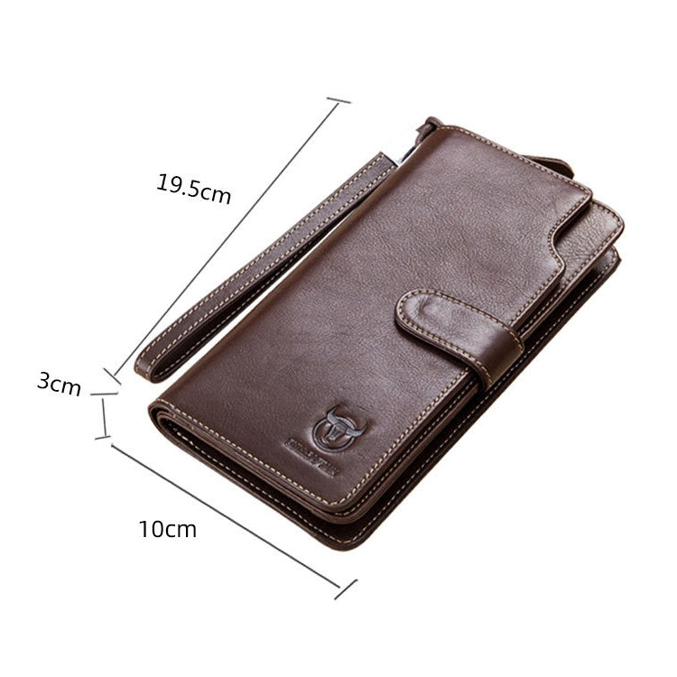 BULL CAPTAIN 028 Long Buckle Retro Cowhide Multi-Function Wallet (Black), Orange, Green, Blue, Red, Black, Brown – Durable Build, Easy to Use