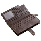 BULL CAPTAIN 028 Long Buckle Retro Cowhide Multi-Function Wallet (Black), Orange, Green, Blue, Red, Black, Brown – Durable Build, Easy to Use