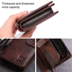 BULL CAPTAIN 028 Long Buckle Retro Cowhide Multi-Function Wallet (Black), Orange, Green, Blue, Red, Black, Brown – Durable Build, Easy to Use