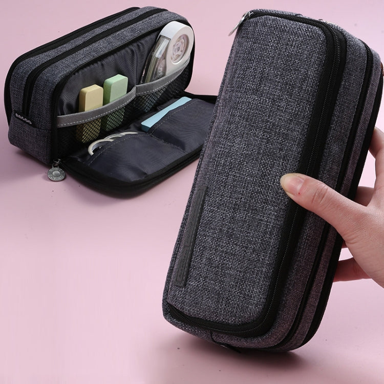Double-Open Multi-Layer Canvas Pencil Case & Cosmetic Bag Ink Painting