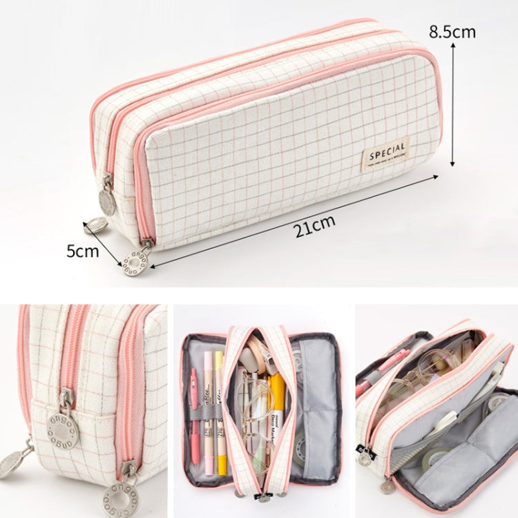 Double-Open Multi-Layer Canvas Pencil Case & Cosmetic Bag