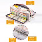 Double-Open Multi-Layer Canvas Pencil Case & Cosmetic Bag