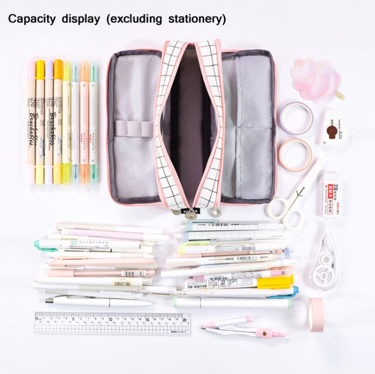 Double-Open Multi-Layer Canvas Pencil Case & Cosmetic Bag