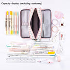 Double-Open Multi-Layer Canvas Pencil Case & Cosmetic Bag