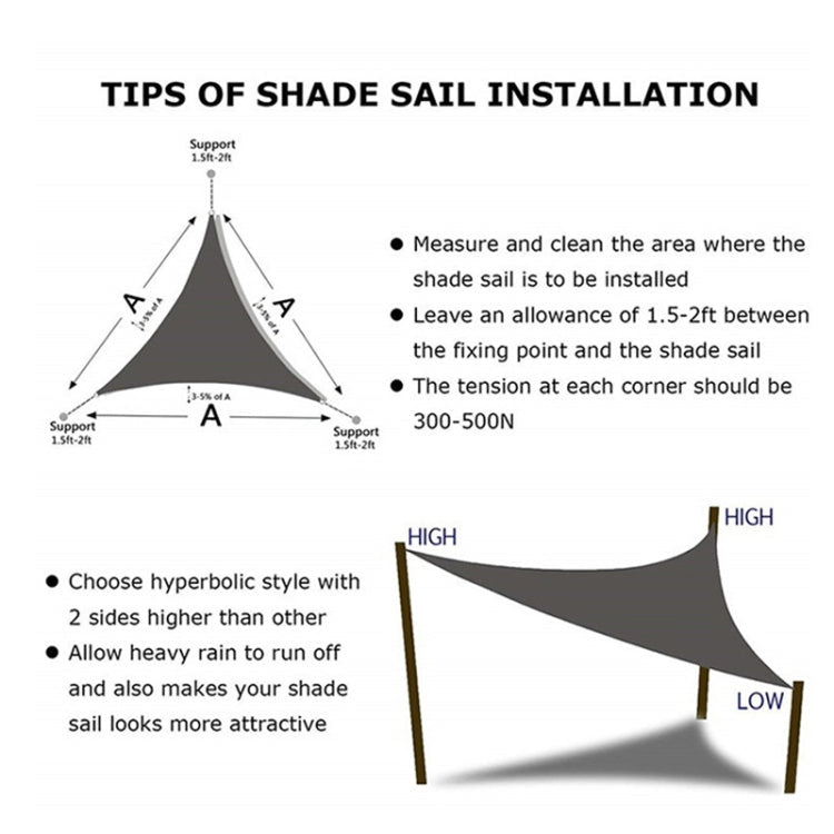 Triangle Outdoor Garden Sunshade Sail Waterproof Anti-UV Canopy, Size: 6m x 6m x 6m, 6m x 6m x 6m