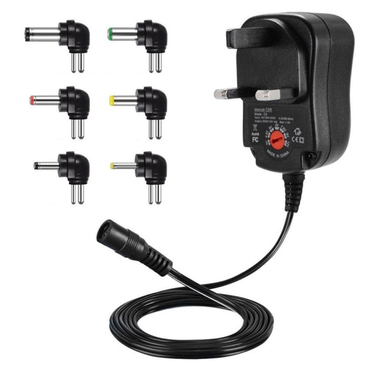 C5 3-12V 12W Adjustable Voltage Regulated Switch Power Supply Power Adapter Multifunction Charger With DC Tips, US Plug, UK Plug, EU Plug – TPU UK Plug