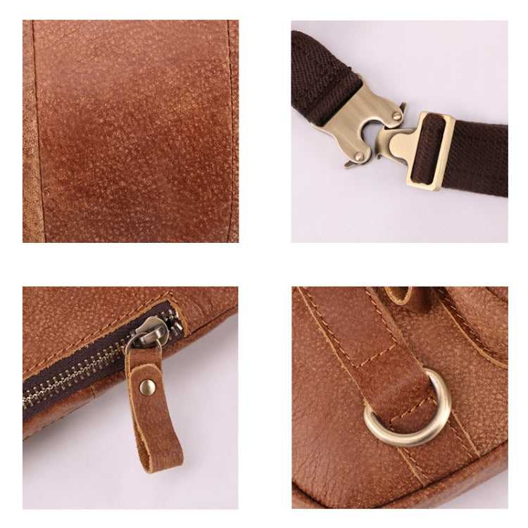 6467 Men Multifunctional Leather Waist Bag Outdoor Sports Diagonal Chest Bag, 6467