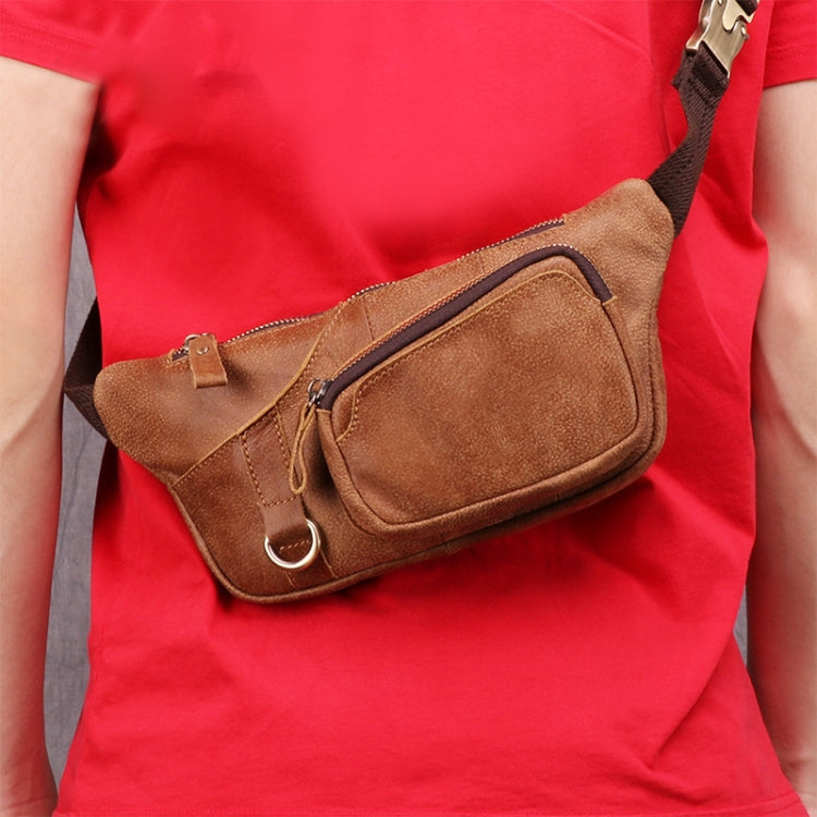 6467 Men Multifunctional Leather Waist Bag Outdoor Sports Diagonal Chest Bag, 6467
