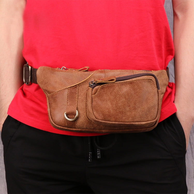 6467 Men Multifunctional Leather Waist Bag Outdoor Sports Diagonal Chest Bag, 6467