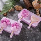 Cute Cartoon Silicone Ice Cream Popsicle Mold with Lid & Stick, Love