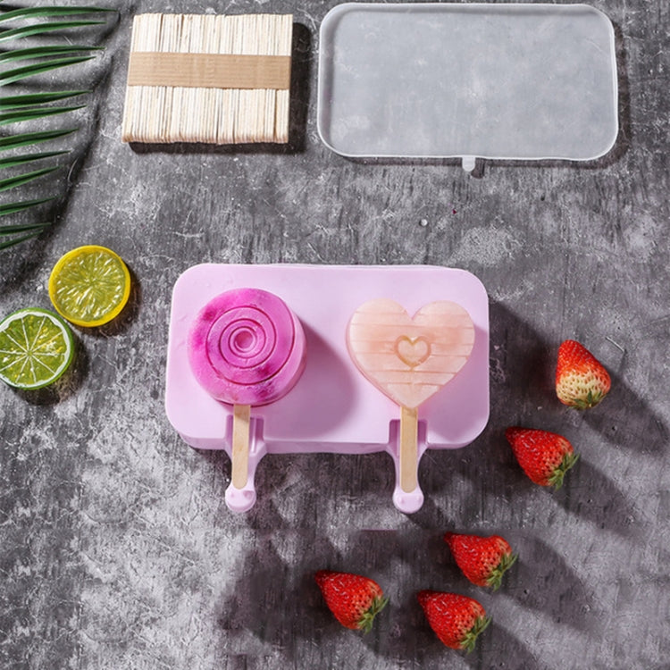 Cute Cartoon Silicone Ice Cream Popsicle Mold with Lid & Stick, Love Love