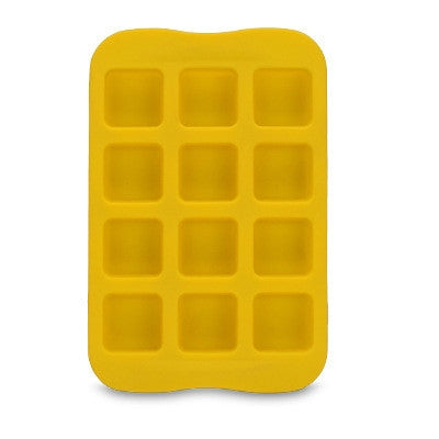 Silicone Chocolate Mold Tray Creative Geometry Shaped Ice Cube Cake decoration Mold, Round, Square, Heart, Star – Durable Build, Easy to Use Square Yellow