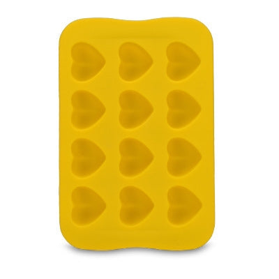 Silicone Chocolate Mold Tray Creative Geometry Shaped Ice Cube Cake decoration Mold, Round, Square, Heart, Star – Durable Build, Easy to Use Heart Yellow