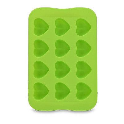 Silicone Chocolate Mold Tray Creative Geometry Shaped Ice Cube Cake decoration Mold, Round, Square, Heart, Star – Durable Build, Easy to Use Heart Green
