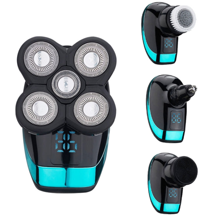 Electric Shaver Rechargeable Razor Intelligent Digital Display Bald Hair Clipper,Style:, Blue, With Nasal Hair Apparatus, Nasal Hair Apparatus&Washing Face Brush, Blue + Full Set – Waterproof Blue + Full Set