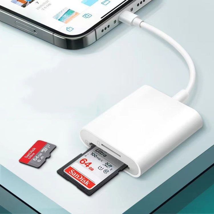 8 Pin to SD / TF Card Reader 2 in 1 Adapter For iPhone / iPad, Cable Length: 9.7cm, SD + TF Slots – Durable Build, Easy to Use