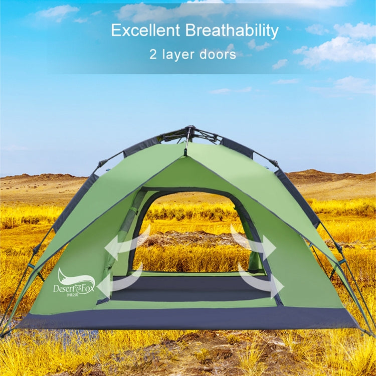Desert&Fox Outdoor Travel Camp Tent Beach Automatic Easily Building Tent for 3-4 People, Army Green, Sky Blue, Fruit Green