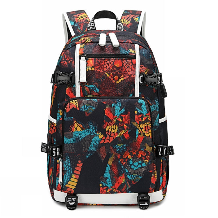 6101-4 Thermal Transfer Casual Backpack Simple Student Schoolbag, Printed Red, Printed Blue, Printed Yellow, Printed Gray, Star Blue, Star Purple, Triangular Blue, Triangle Yellow, Yellow Leather Printed Red
