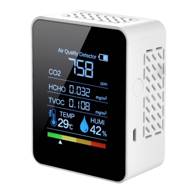 Portable CO2 Air Quality Formaldehyde Carbon Dioxide Detector Indoor Temperature Hygrometer with LED Digital Display, 5 in 1 Semiconductor 5 in 1 Semiconductor