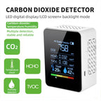 Portable CO2 Air Quality Formaldehyde Carbon Dioxide Detector Indoor Temperature Hygrometer with LED Digital Display, 5 in 1 Semiconductor