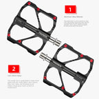 1 Pair PROMEND Titanium Axle Carbon Tube Bicycle Pedal Mountain Bike Road Bike 3 Palin Pedal, PD-M86C-TI