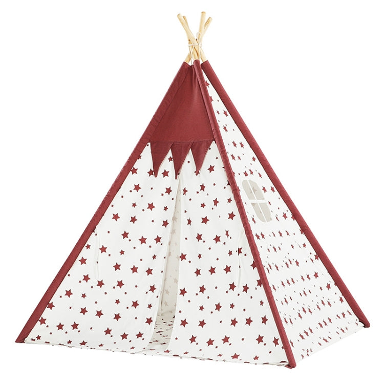 Indian Children Tent Cotton Cloth Indoor Play House Parent-Child Doll House, Pink Stars, Wavy Pattern Pink Stars