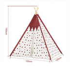 Indian Children Tent Cotton Cloth Indoor Play House Parent-Child Doll House, Pink Stars, Wavy Pattern