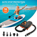 HT-785 Paddle Board 16PSI High Pressure Car Inflatable Pump 12V Electric Air Pump With 6 Connectors, HT-785