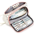 Large Capacity Canvas Pencil Case & Stationery Bag Black White In The Palm