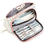 Large Capacity Canvas Pencil Case & Stationery Bag Black White In The Palm
