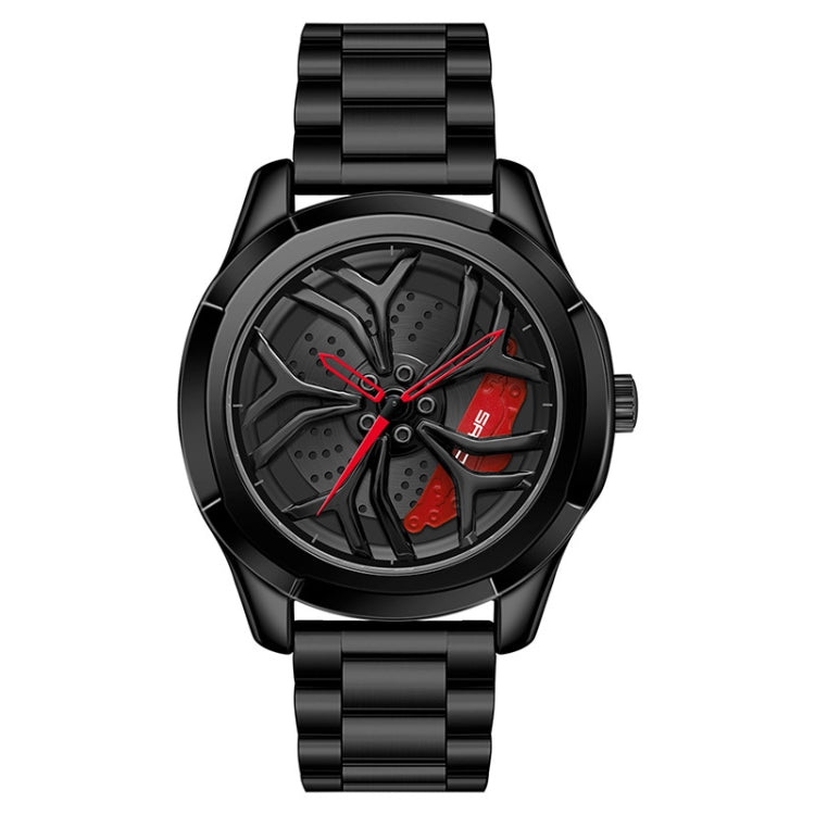 SANDA P1065 Wheel Series Casual Steel Band Quartz Watch For Men, For Men Silver Red, For Men Blue Green, For Men Black Green, For Men Silver Green, For Men Blue Red, For Men Black Red For Men Black Red Black Red