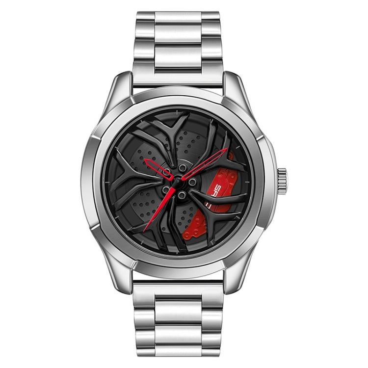 SANDA P1065 Wheel Series Casual Steel Band Quartz Watch For Men, For Men Silver Red, For Men Blue Green, For Men Black Green, For Men Silver Green, For Men Blue Red, For Men Black Red For Men Silver Red Silver Red