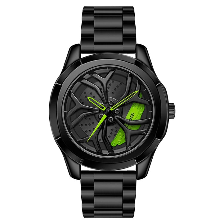 SANDA P1065 Wheel Series Casual Steel Band Quartz Watch For Men, For Men Silver Red, For Men Blue Green, For Men Black Green, For Men Silver Green, For Men Blue Red, For Men Black Red For Men Black Green Black Green