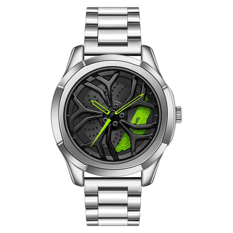 SANDA P1065 Wheel Series Casual Steel Band Quartz Watch For Men, For Men Silver Red, For Men Blue Green, For Men Black Green, For Men Silver Green, For Men Blue Red, For Men Black Red For Men Silver Green Silver Green