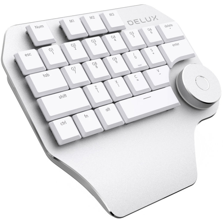 DELUX T11 29 Keys Single-Hand Keyboard Shortcut Key Speech Tool Flat Keyboard, Colour: Silver, Silver – Aluminum Alloy Silver