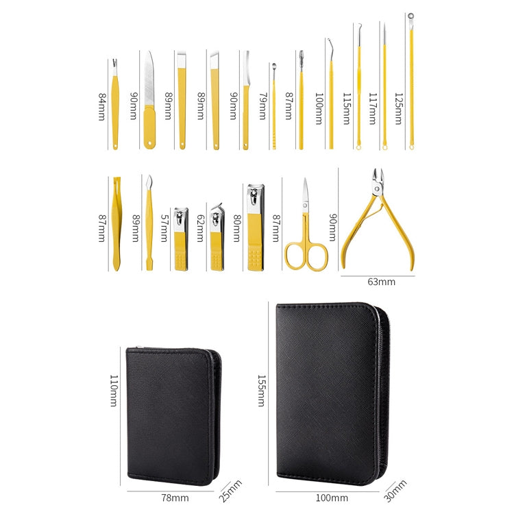 9 In 1 Nail Clipper Set Manicure Set Stainless Steel Nail Clipper Manicure Tool, 9 In 1, 18 In 1 Yellow, 26 In 1 Pink, 26 In 1 Black – Card Slot, Leather