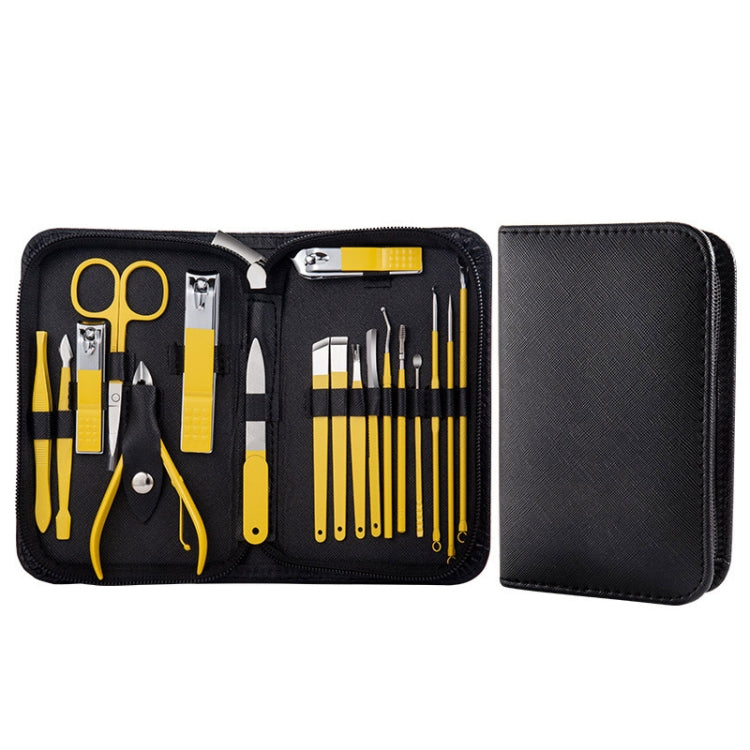 9 In 1 Nail Clipper Set Manicure Set Stainless Steel Nail Clipper Manicure Tool, 9 In 1, 18 In 1 Yellow, 26 In 1 Pink, 26 In 1 Black – Card Slot, Leather 18 In 1 Yellow