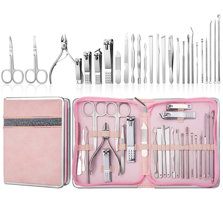 9 In 1 Nail Clipper Set Manicure Set Stainless Steel Nail Clipper Manicure Tool, 9 In 1, 18 In 1 Yellow, 26 In 1 Pink, 26 In 1 Black – Card Slot, Leather 26 In 1 Pink