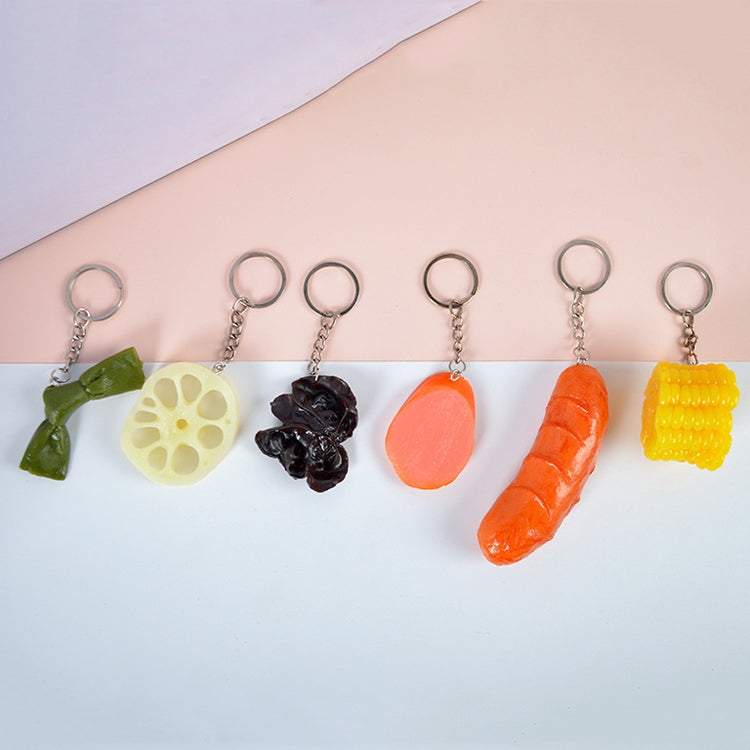 PVC Simulation Vegetable Model Pendant Creative Play House Small Toys, 3 PCS Keychain Hot Dog, 3 PCS Keychain Corn, 3 PCS Keychain Broccoli, 10 PCS Keychain Fungus, 5 PCS Keychain Lotus Root, 5 PCS Keychain Kelp, 5 PCS Keychain Ham Sausage – Durable...