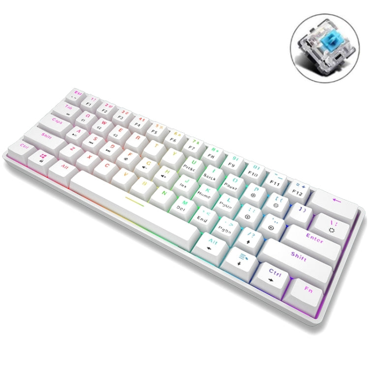 LEAVEN K28 61 Keys Gaming Office Computer RGB Wireless Bluetooth + Wired Dual Mode Mechanical Keyboard, Cabel Length:1.5m, Green Axis (White), Green Axis (Blue), Green Axis (Pink), Red Axis (White), Red Axis (Blue), Red Axis (Pink), Tea Axis... Green Axis (White)