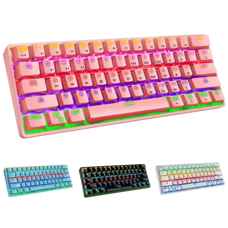 LEAVEN K28 61 Keys Gaming Office Computer RGB Wireless Bluetooth + Wired Dual Mode Mechanical Keyboard, Cabel Length:1.5m, Green Axis (White), Green Axis (Blue), Green Axis (Pink), Red Axis (White), Red Axis (Blue), Red Axis (Pink), Tea Axis...