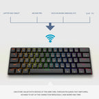 LEAVEN K28 61 Keys Gaming Office Computer RGB Wireless Bluetooth + Wired Dual Mode Mechanical Keyboard, Cabel Length:1.5m, Green Axis (White), Green Axis (Blue), Green Axis (Pink), Red Axis (White), Red Axis (Blue), Red Axis (Pink), Tea Axis...