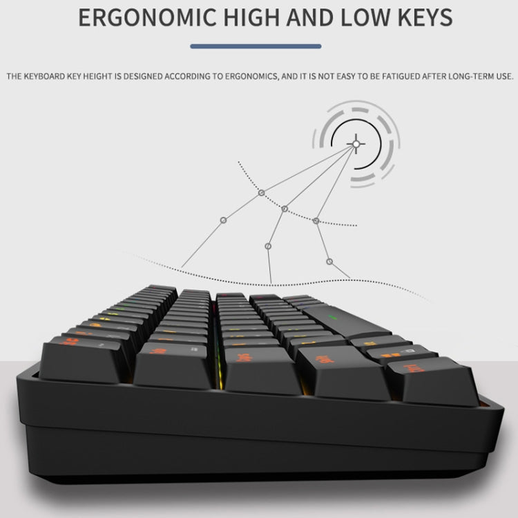 LEAVEN K28 61 Keys Gaming Office Computer RGB Wireless Bluetooth + Wired Dual Mode Mechanical Keyboard, Cabel Length:1.5m, Green Axis (White), Green Axis (Blue), Green Axis (Pink), Red Axis (White), Red Axis (Blue), Red Axis (Pink), Tea Axis...