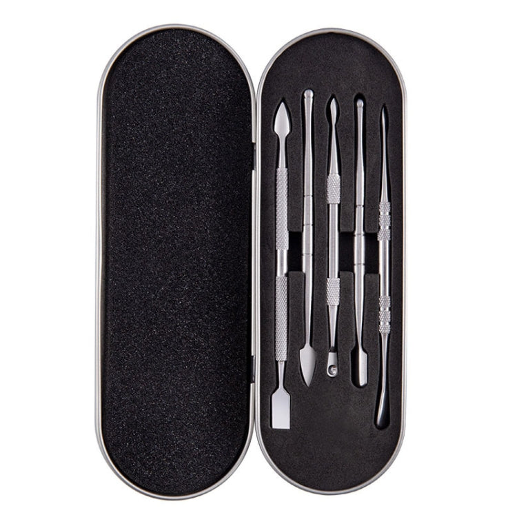 Nail Art Tool Set Smoke Cream Spoon Stainless Steel Steel Push Smoke Oil Spoon, 5 In 1 Silver, 6 In 1 Silver, 5 In 1 Color Titanium, 6 In 1 Color Titanium 5 In 1 Silver