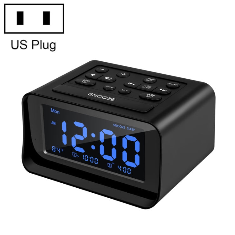 LED Digital Bedroom Alarm Clock With USB Charging Port Clock Radio Temperature Electronic Platform Clock, US Plug, EU Plug, UK Plug US Plug Black