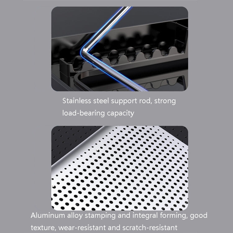 ICE COOREL Laptop Aluminum Alloy Radiator Fan Silent Notebook Cooling Bracket, Space Silver, Six-Fan Space Silver, Six-Fan Tungsten Gold Black – Wear-resistant, Aluminum Alloy