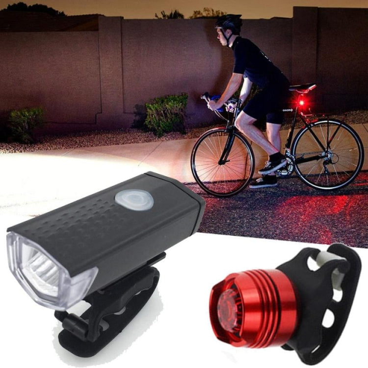 Bicycle Highlight USB Rechargeable Lamp Waterproof Bicycle Headlight Taillight Set, Headlight + Taillight (Black) Headlight + Taillight (Black) Headlight + Taillight